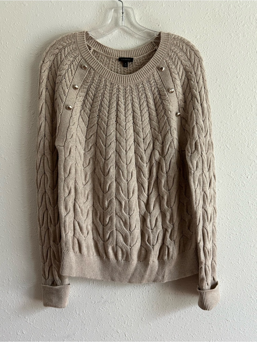 Talbots Cable Knit Sweater Women’s Size M Beige Preppy